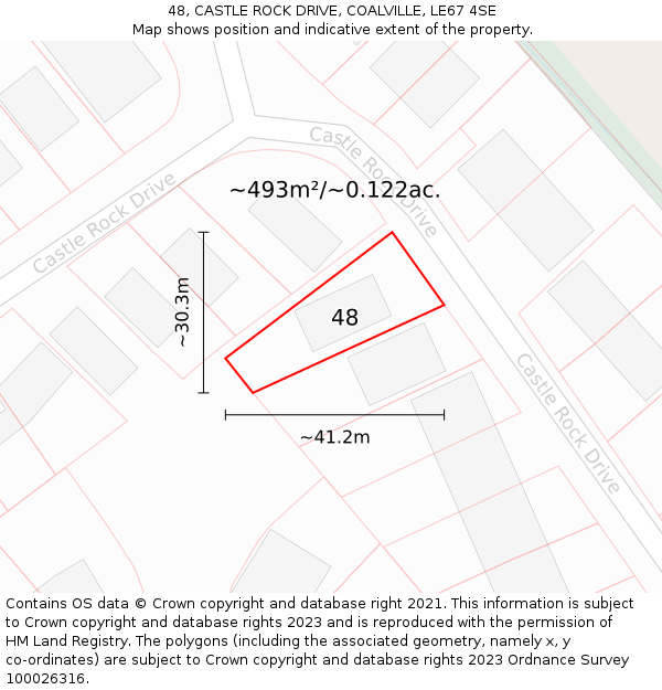 48, CASTLE ROCK DRIVE, COALVILLE, LE67 4SE: Plot and title map