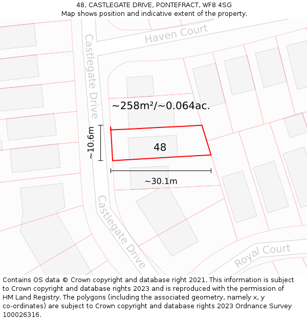 48, CASTLEGATE DRIVE, PONTEFRACT, WF8 4SG: Plot and title map