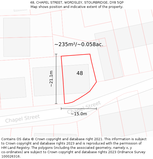 48, CHAPEL STREET, WORDSLEY, STOURBRIDGE, DY8 5QP: Plot and title map