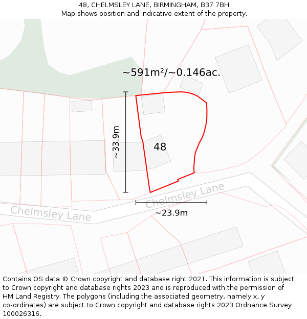 48, CHELMSLEY LANE, BIRMINGHAM, B37 7BH: Plot and title map