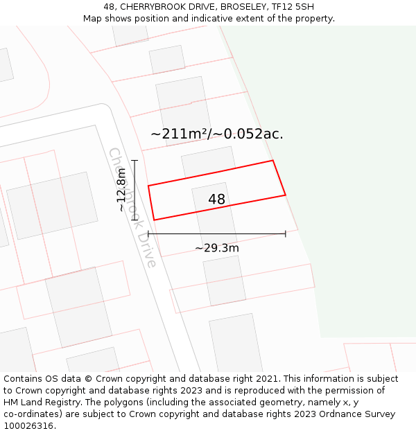 48, CHERRYBROOK DRIVE, BROSELEY, TF12 5SH: Plot and title map