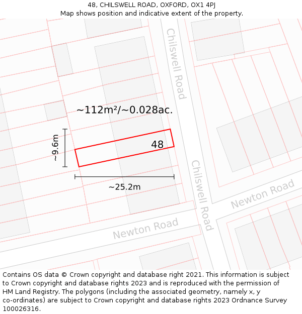 48, CHILSWELL ROAD, OXFORD, OX1 4PJ: Plot and title map