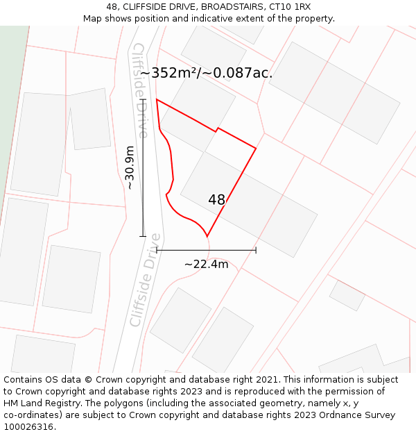 48, CLIFFSIDE DRIVE, BROADSTAIRS, CT10 1RX: Plot and title map