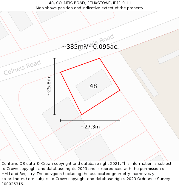 48, COLNEIS ROAD, FELIXSTOWE, IP11 9HH: Plot and title map