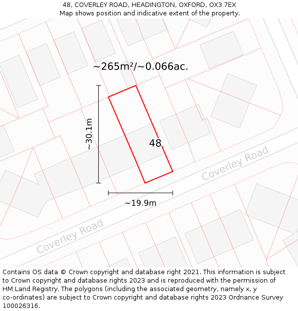 48, COVERLEY ROAD, HEADINGTON, OXFORD, OX3 7EX: Plot and title map