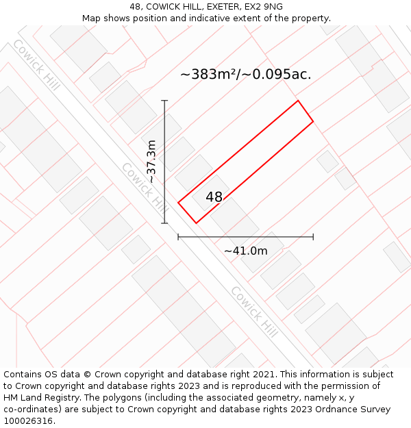 48, COWICK HILL, EXETER, EX2 9NG: Plot and title map