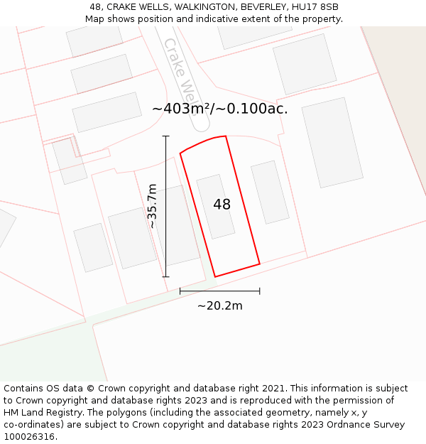 48, CRAKE WELLS, WALKINGTON, BEVERLEY, HU17 8SB: Plot and title map