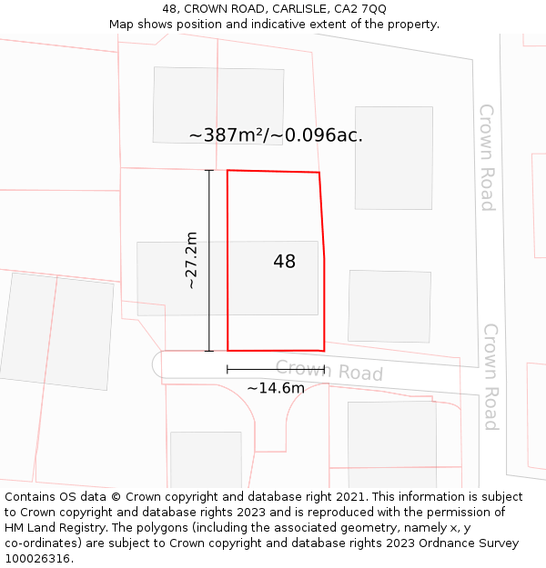 48, CROWN ROAD, CARLISLE, CA2 7QQ: Plot and title map