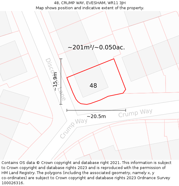 48, CRUMP WAY, EVESHAM, WR11 3JH: Plot and title map