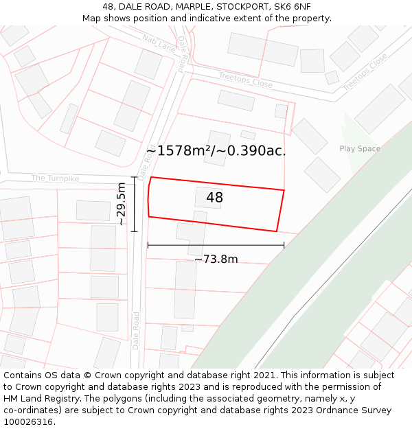 48, DALE ROAD, MARPLE, STOCKPORT, SK6 6NF: Plot and title map