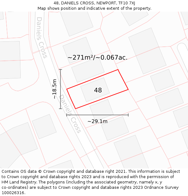 48, DANIELS CROSS, NEWPORT, TF10 7XJ: Plot and title map