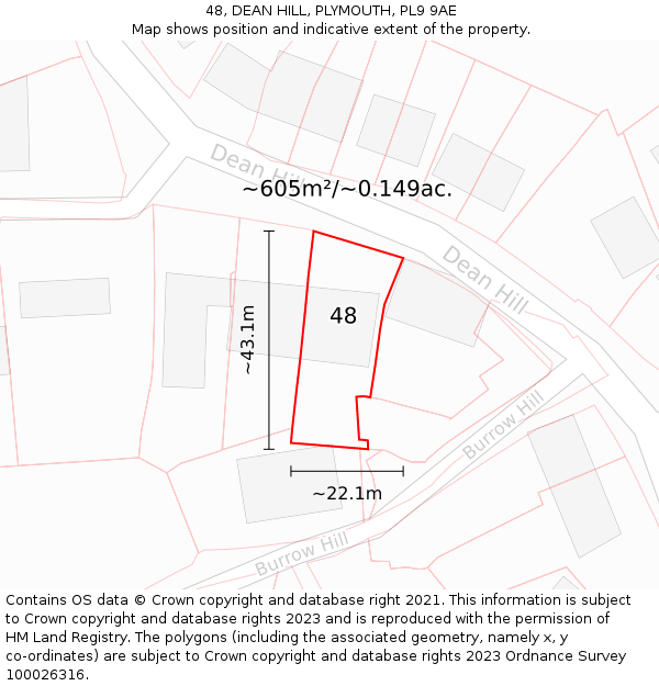 48, DEAN HILL, PLYMOUTH, PL9 9AE: Plot and title map