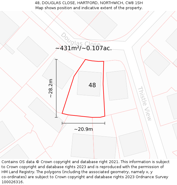 48, DOUGLAS CLOSE, HARTFORD, NORTHWICH, CW8 1SH: Plot and title map
