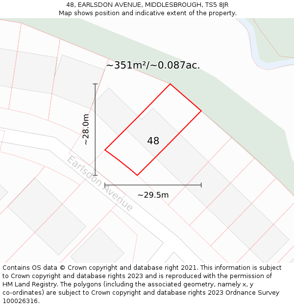 48, EARLSDON AVENUE, MIDDLESBROUGH, TS5 8JR: Plot and title map