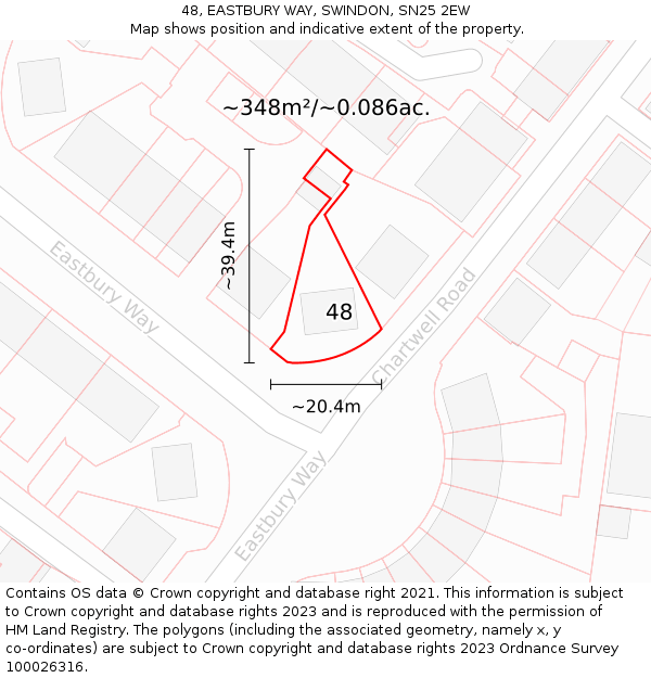 48, EASTBURY WAY, SWINDON, SN25 2EW: Plot and title map