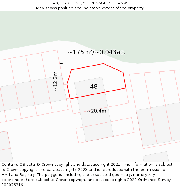 48, ELY CLOSE, STEVENAGE, SG1 4NW: Plot and title map