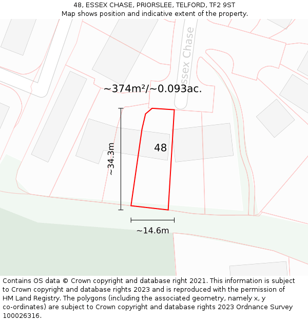 48, ESSEX CHASE, PRIORSLEE, TELFORD, TF2 9ST: Plot and title map