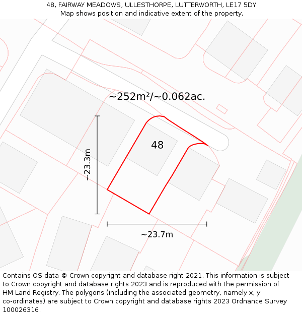 48, FAIRWAY MEADOWS, ULLESTHORPE, LUTTERWORTH, LE17 5DY: Plot and title map