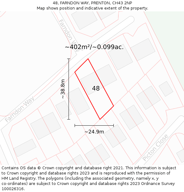 48, FARNDON WAY, PRENTON, CH43 2NP: Plot and title map