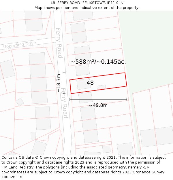 48, FERRY ROAD, FELIXSTOWE, IP11 9LN: Plot and title map