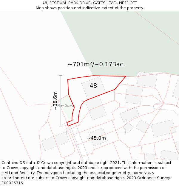 48, FESTIVAL PARK DRIVE, GATESHEAD, NE11 9TT: Plot and title map