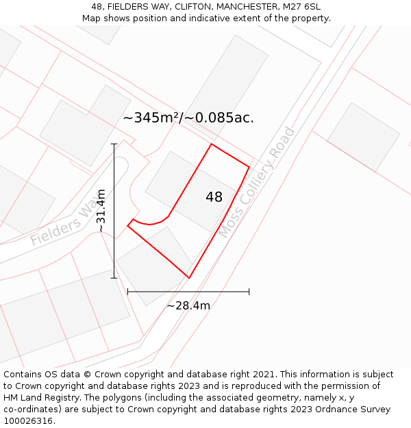 48, FIELDERS WAY, CLIFTON, MANCHESTER, M27 6SL: Plot and title map