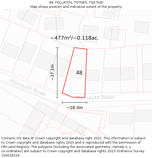 48, FOLLATON, TOTNES, TQ9 5ND: Plot and title map