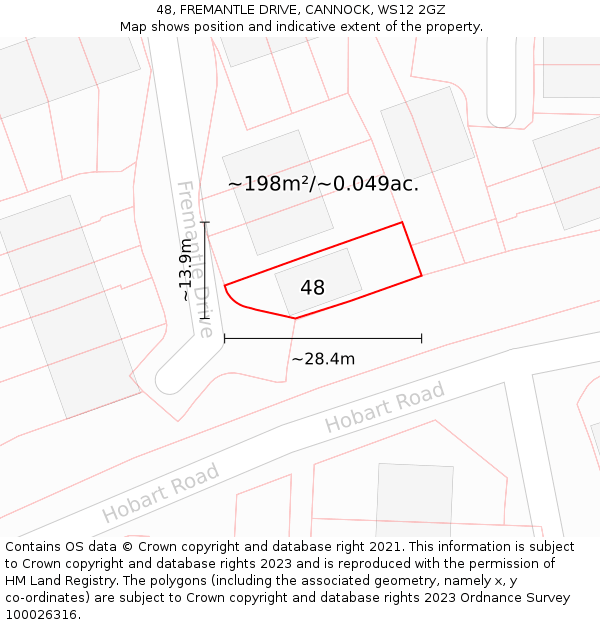 48, FREMANTLE DRIVE, CANNOCK, WS12 2GZ: Plot and title map