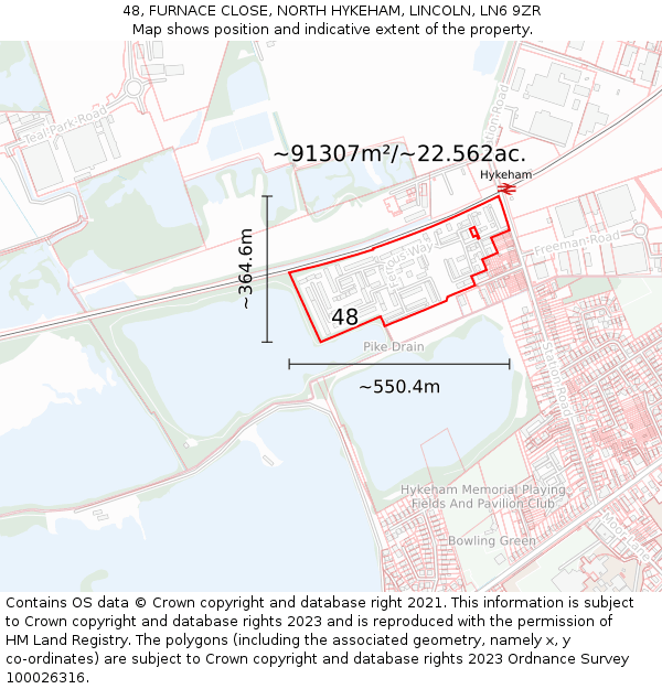 48, FURNACE CLOSE, NORTH HYKEHAM, LINCOLN, LN6 9ZR: Plot and title map