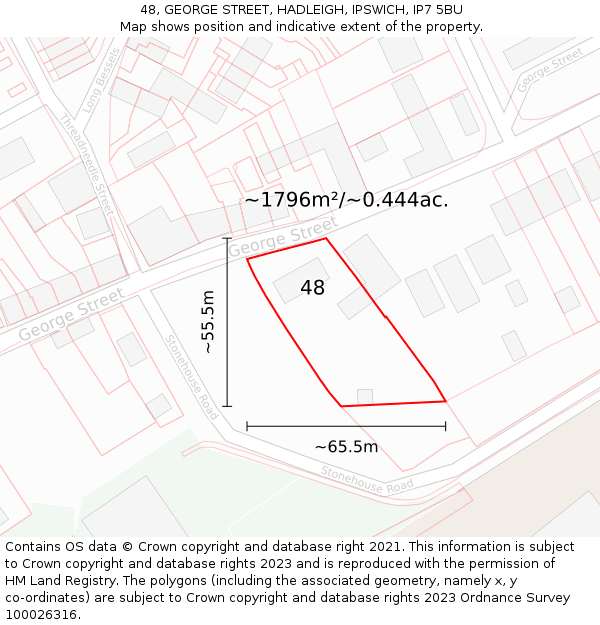 48, GEORGE STREET, HADLEIGH, IPSWICH, IP7 5BU: Plot and title map