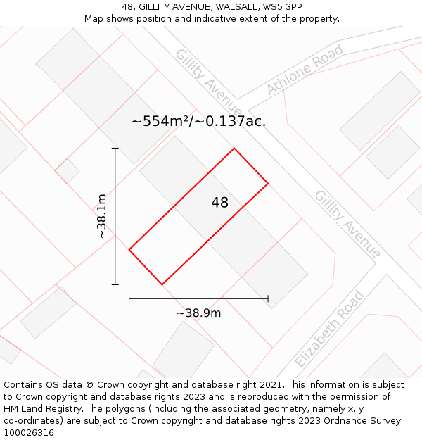 48, GILLITY AVENUE, WALSALL, WS5 3PP: Plot and title map