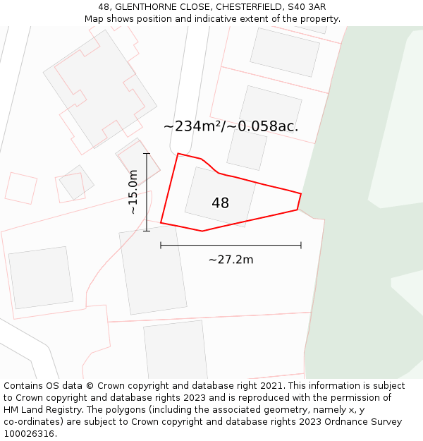 48, GLENTHORNE CLOSE, CHESTERFIELD, S40 3AR: Plot and title map