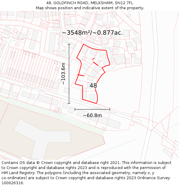 48, GOLDFINCH ROAD, MELKSHAM, SN12 7FL: Plot and title map