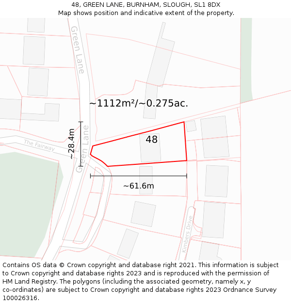 48, GREEN LANE, BURNHAM, SLOUGH, SL1 8DX: Plot and title map