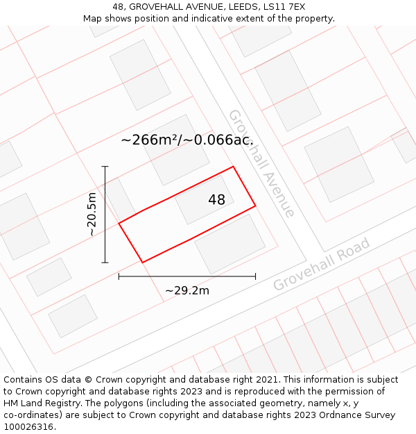 48, GROVEHALL AVENUE, LEEDS, LS11 7EX: Plot and title map