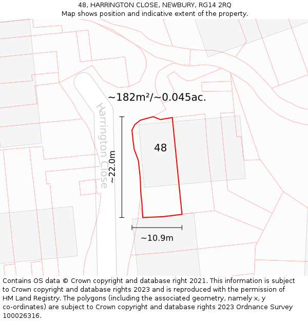 48, HARRINGTON CLOSE, NEWBURY, RG14 2RQ: Plot and title map