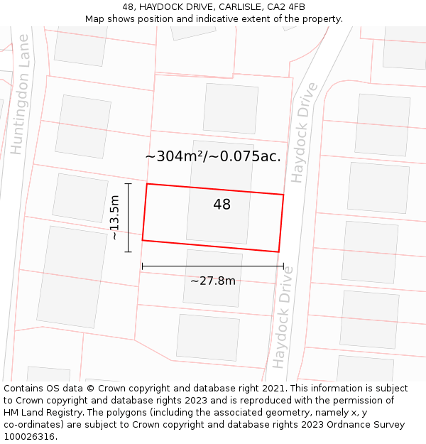 48, HAYDOCK DRIVE, CARLISLE, CA2 4FB: Plot and title map