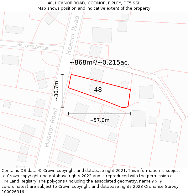 48, HEANOR ROAD, CODNOR, RIPLEY, DE5 9SH: Plot and title map