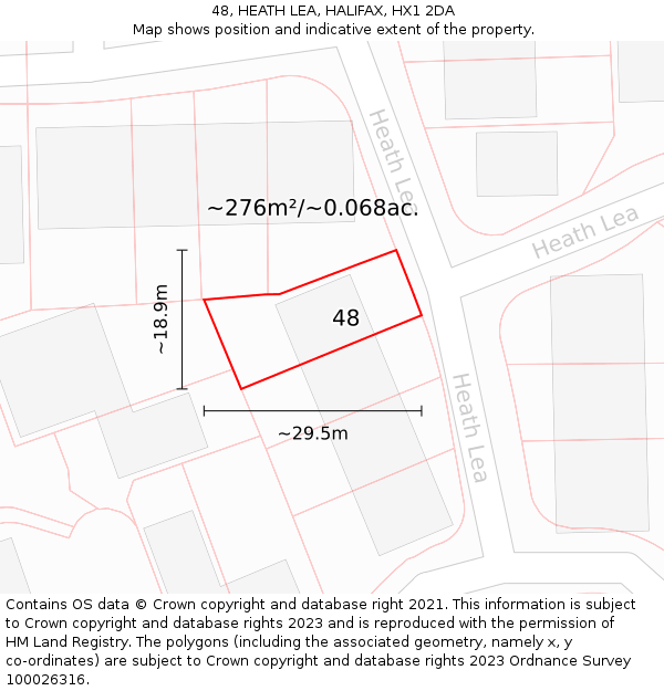 48, HEATH LEA, HALIFAX, HX1 2DA: Plot and title map