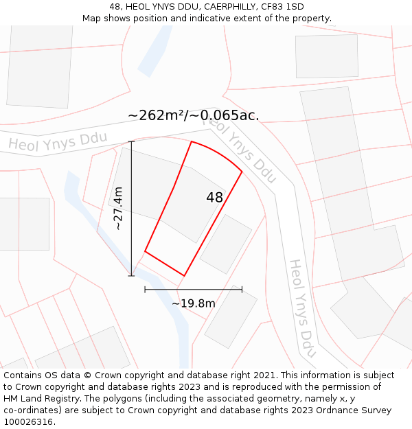 48, HEOL YNYS DDU, CAERPHILLY, CF83 1SD: Plot and title map