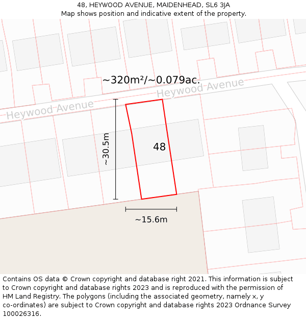 48, HEYWOOD AVENUE, MAIDENHEAD, SL6 3JA: Plot and title map