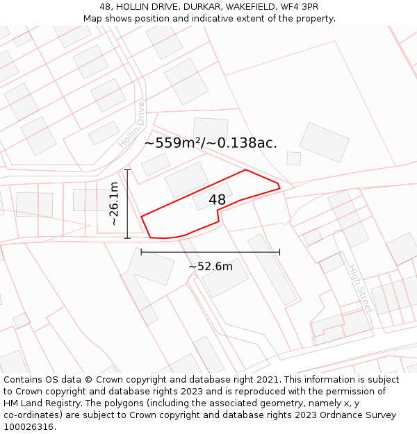 48, HOLLIN DRIVE, DURKAR, WAKEFIELD, WF4 3PR: Plot and title map