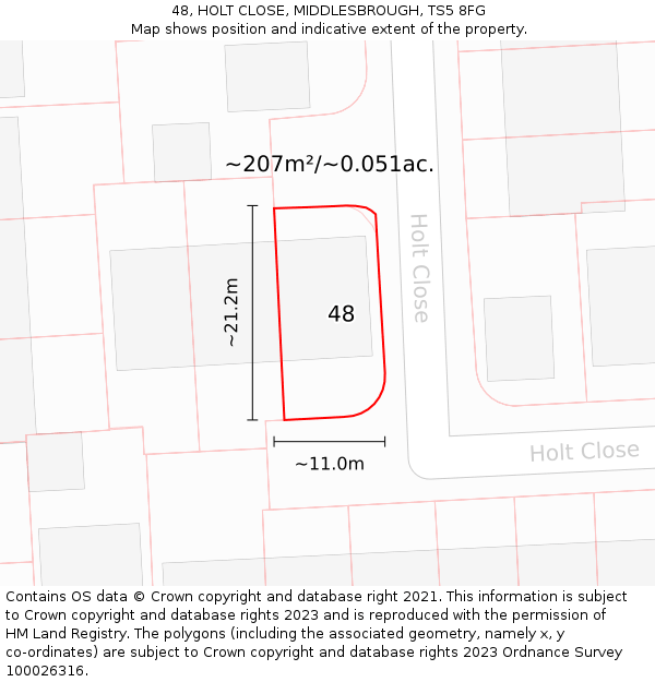 48, HOLT CLOSE, MIDDLESBROUGH, TS5 8FG: Plot and title map