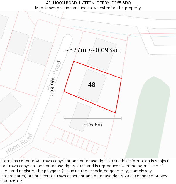 48, HOON ROAD, HATTON, DERBY, DE65 5DQ: Plot and title map