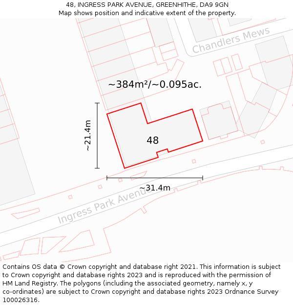 48, INGRESS PARK AVENUE, GREENHITHE, DA9 9GN: Plot and title map