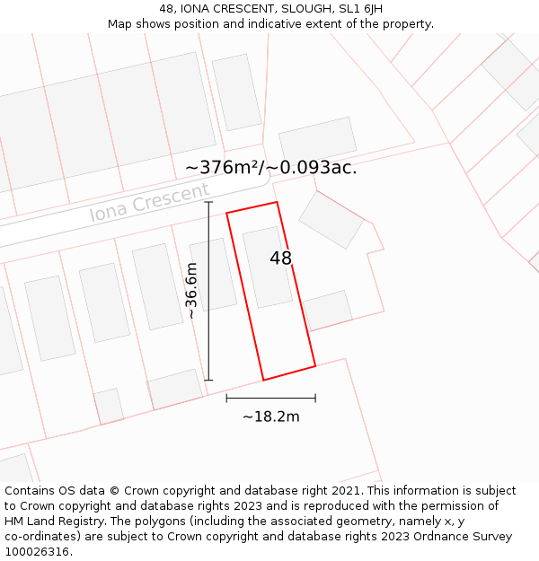 48, IONA CRESCENT, SLOUGH, SL1 6JH: Plot and title map