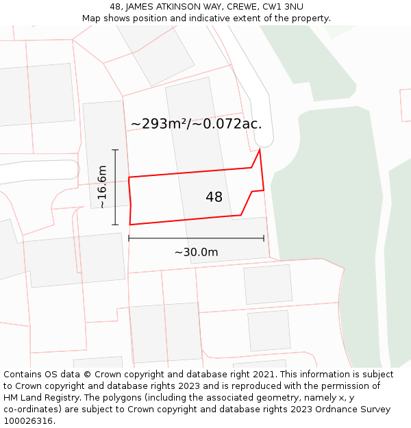 48, JAMES ATKINSON WAY, CREWE, CW1 3NU: Plot and title map