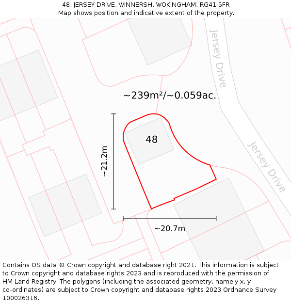 48, JERSEY DRIVE, WINNERSH, WOKINGHAM, RG41 5FR: Plot and title map