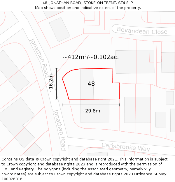 48, JONATHAN ROAD, STOKE-ON-TRENT, ST4 8LP: Plot and title map