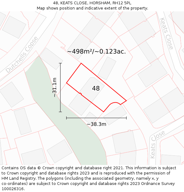 48, KEATS CLOSE, HORSHAM, RH12 5PL: Plot and title map